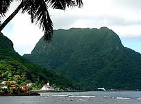 American Samoa: View from Pago Pago towards the 1'718ft. high Rainmaker Mountain (Pioa Mountain)