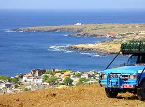 Capw Verde/Island of Santiago: View from 'Fortaleza Real de So Filipe' to the village of 'Cidade Velha'