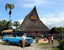 Berastagi/Sumatra/Indonesia: A Karo-Batak house in the vilage of Lingga in its traditional architectural style