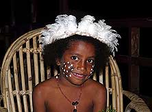 Papua New Guinea/Milne Bay/Wagawaga: Stephanie painted traditionelly with a spider net