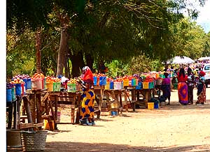 Tanzania/Moshi: Fruit market along the main road to Arusha