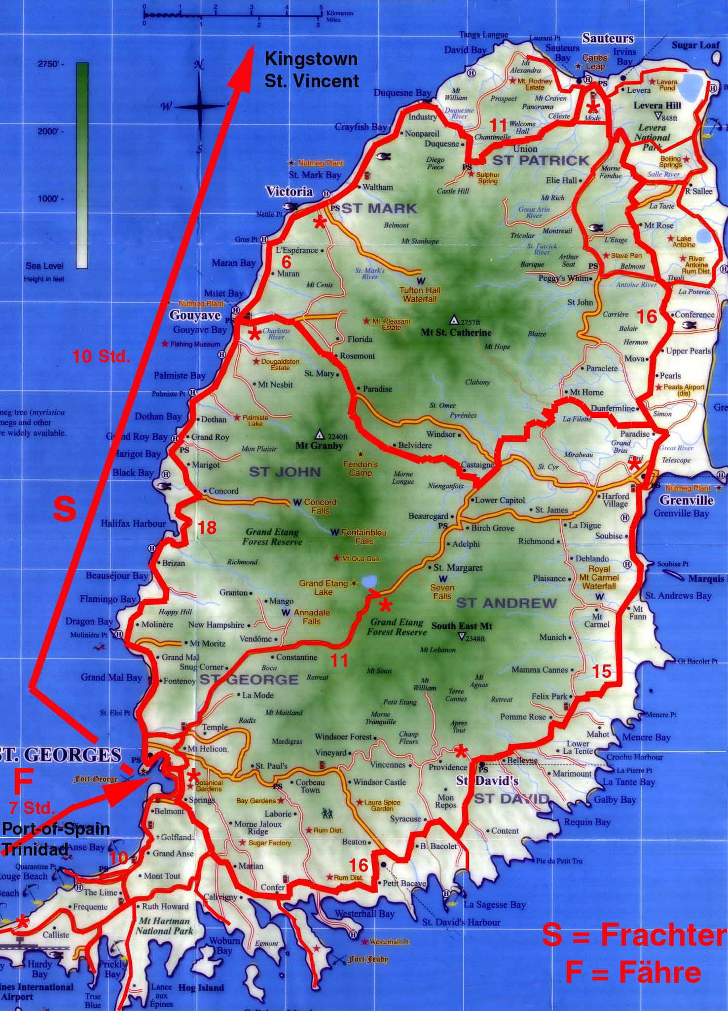 Physical Map Of Grenada Grenada Island Road Map - Grenada • Mappery